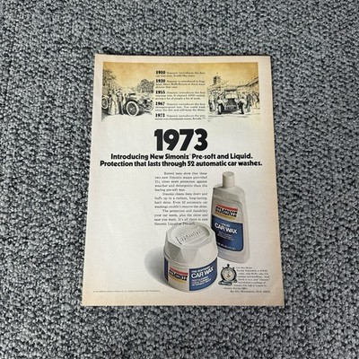 Vintage 1973 Simoniz Car Wax Advertisement Pre-Soft & Liquid Auto Care Print Ad