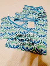 Garnet Hill NEW With Tags multi colors of green Organic Cotton Pajama set Sz L