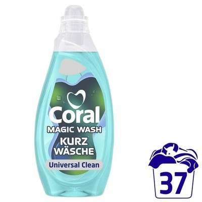 4x CORAL Waschmittel Flüssigwaschmittel Magic Wash Universal Clean 1,48 L 37 WL