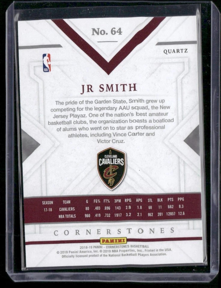 2018-19 Panini Cornerstones #64 JR Smith Quartz #/49 - Image 2 of 2