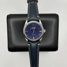 Rolex Air King 5500 Stainless Steel Blue Dial Blue Leather Strap 34mm Automatic