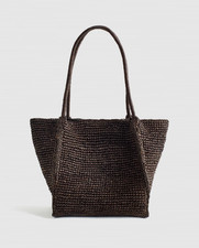 Madewell The Lexington Small Tote in Raffia Dark Carob New