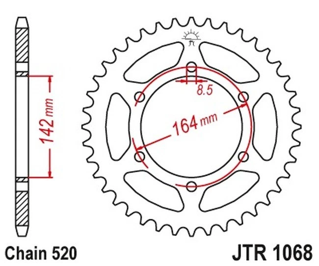 Roda dentada traseira de aço - 46 dentes 520-112 JT JTR1068.46 para Hyosung GT250/R - Imagem 2 de 2