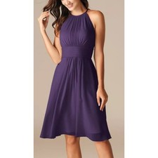 AW BRIDAL sz 8 M regency purple chiffon Leda party bridesmaid dress NEW B77
