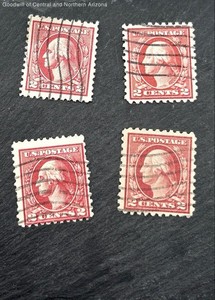 US Postage Stamp 2 Cent Red Washington 4 ct.