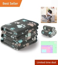 Elegant Paw-Printed Fleece Pet Blankets - 3 Pack, Large 41x31'' for Cozy Comfort