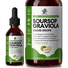 Soursop Graviola Liquid Drops for Immune Support and Gut Health 2 Fl Oz