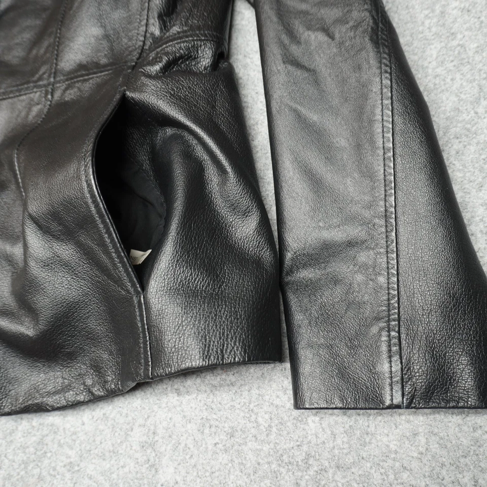 Chaqueta Blazer Studio Y Para Mujer Cuero Negra M Bolsillos Forrados Foto 2 de 4