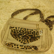 Borsa multitasche senza marchio con tracolla stampa leopardo/animale e dettaglio tasca
