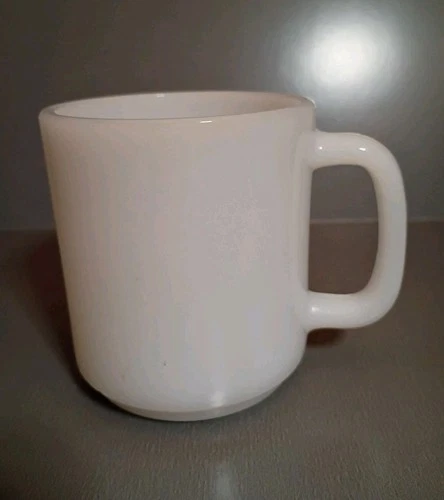 Vintage Glasbake Milk Glass Coffee Mug White USA 3.5" Tall 3" Dia Classic 1970's