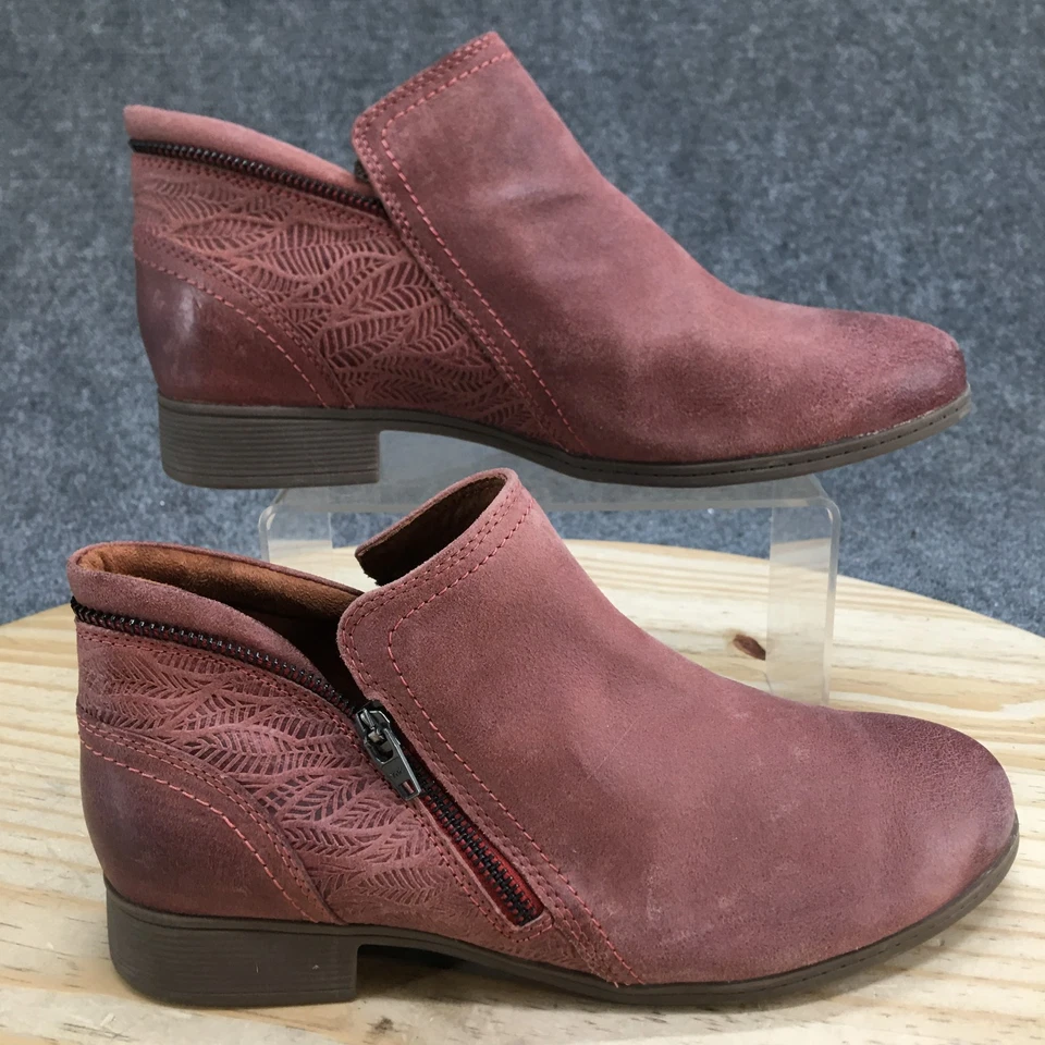 Cobb Hill Boots Womens 9.5 M Red Crosbie Ankle Booties Leather Zipper CI6208 - Image 2 of 4
