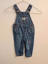 OshKosh B’gosh Baby Denim Dungarees Heart Embroidery Adjustable Strap 6 Months
