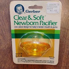 Vintage 1988 Gerber Clear & Soft Newborn Pacifier New NOS Made in USA 76405