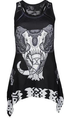 Innocent Top Damen Mandala Elephant Lace Panel Vest schwarz/weiß S