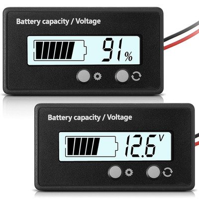 DC 12V 24V 36V 48V 60V 72V 84V Golf Cart Battery Meter with Alarm, Front Setting