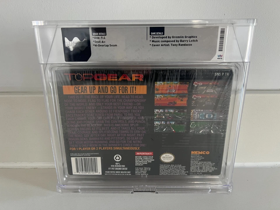 Top Gear (SNES, Super Nes) WATA 9.4 A+ New Sealed Graded VGA CGC PSA 1st Print - Image 2 of 4