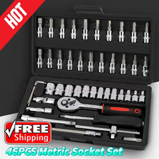 46PCS Metric Socket Set Ratchet Torx Wrench Kit 1/4" Drive Repair Tool With Case