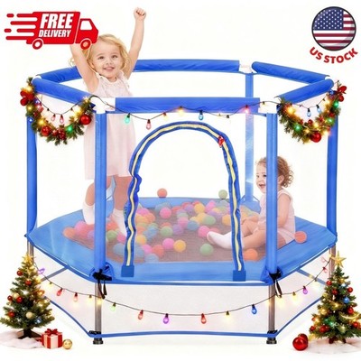 55 Inch Kids Trampoline w/ Safety Net Indoor Outdoor 4.5FT