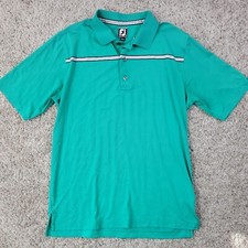 FootJoy Polo Shirt Mens XL Green Stripe Golf Short Sleeve