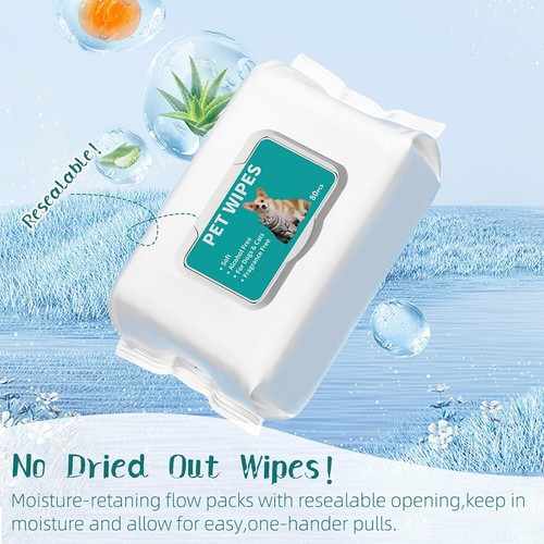 80Pack Pet Wet Cleaning Wipes All Purpose Hygiene Dog Puppy Cat Alcohol Free - Picture 18 of 19