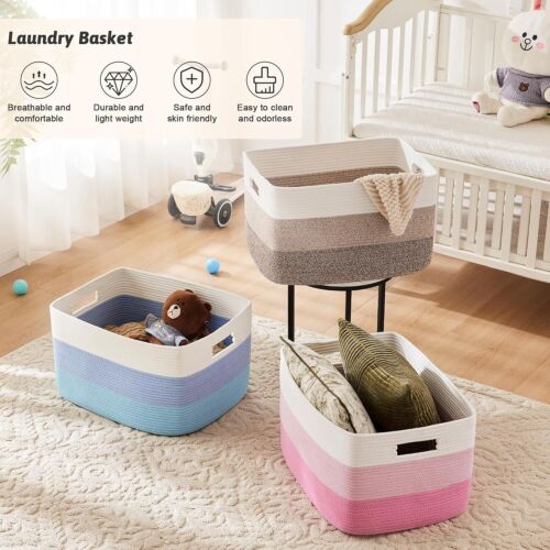 Blanket Basket,Rectangle Woven Baskets for Storage,100L Laundry Basket - Picture 6 of 7