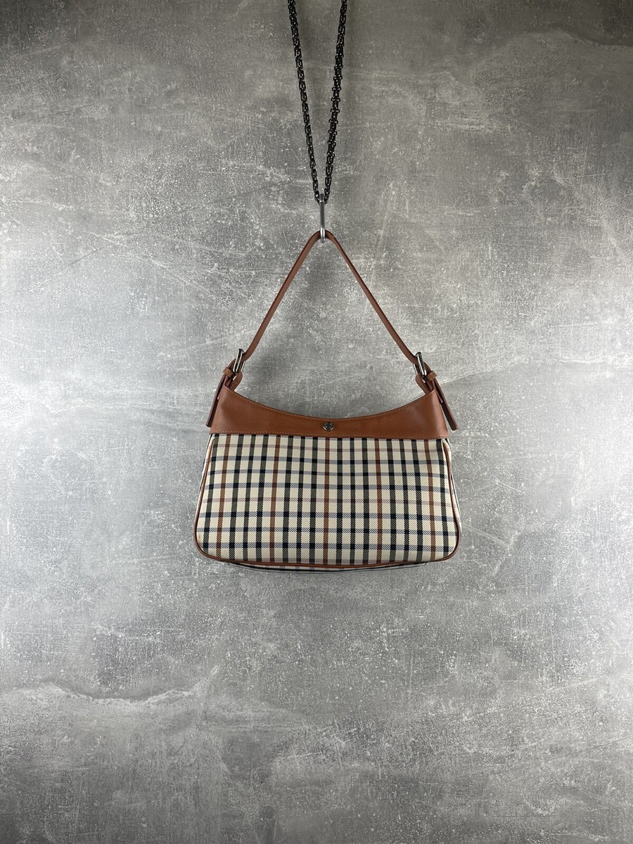 Daks London Brown Leather Checkered Beige Shoulder Future Tote Bag