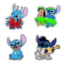 Lilo  Stitch Cartoon Set Of 4 Vinyl Sticker Decal - 5'' longer side ID:10