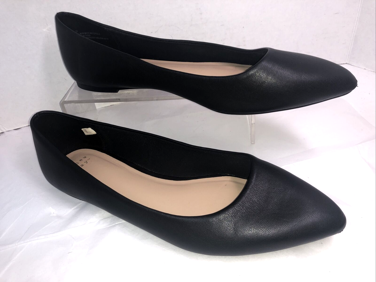 A New Day Womens Kora Black Ballet Flats Size 11 Slip On Pointed