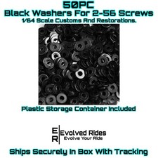 50PC Black Washers For 2-56 Screw For 1/64 Scale Customs Restorations Hot Wheel