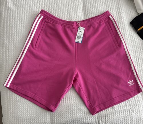 NEW MENS ADIDAS ORIGINALS 3 STRIPES TREFOIL SHORTS ~SIZE 2XL #IY87267 FUSCIA
