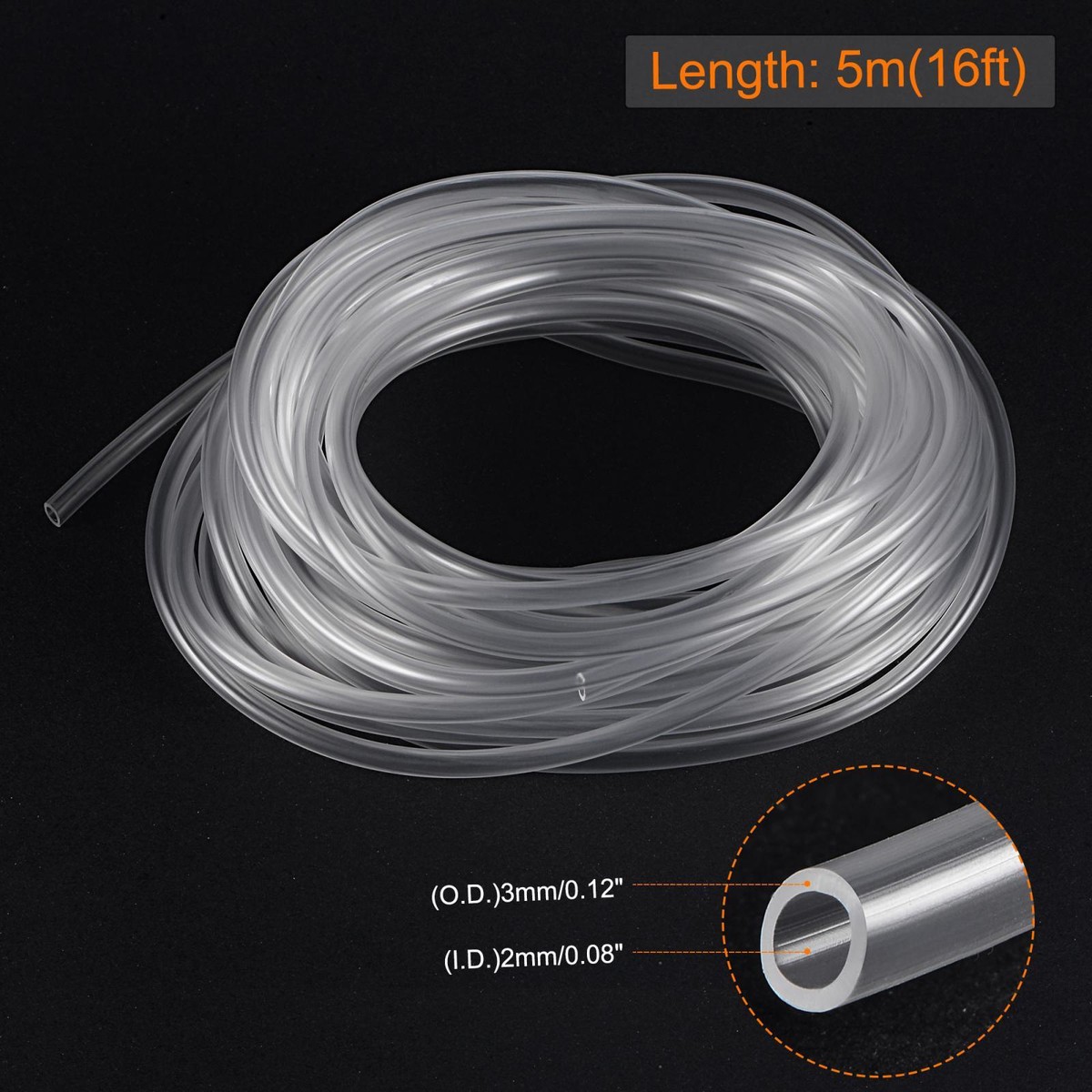 Clear Vinyl Tubing Flexible PVC Hose 2mm ID 3mm OD 5m Plastic Tube display picture 1