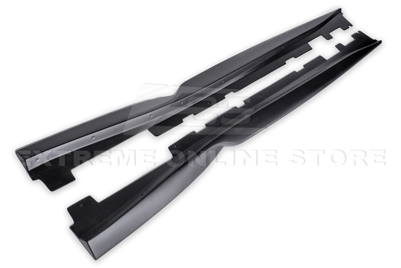 For 16-24 Camaro | T6 Style Glossy Black Side Skirts Rocker Panel Extension