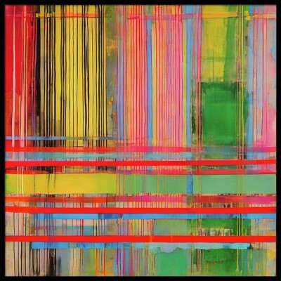 Naive Abstrakt Stripes 02 Stil Bauhaus  125x125 cm Druck/FineArt/Pop Art/Gerahmt