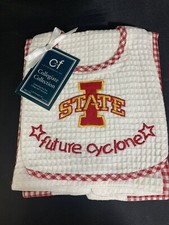 New Collegiate Iowa State Future Cyclone Embroidered Bib  Burp Cloth Set