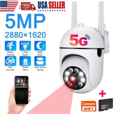 Camaras De Seguridad 5GWifi Exterior 1080P Inalambrica Con Vision Nocturna Video