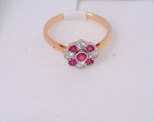 Modern Art Deco design 18ct gold Ruby (0.41ct) and Diamond ring size O