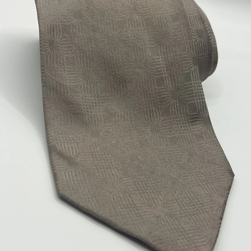 Barrington Marrón Tostado Geométrico Sólido Vintage Seda Foto 3 de 4