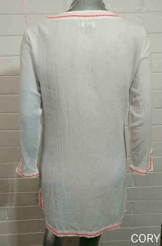 Mujer ANTIGUA BLUSA AZUL MARINO TOP TÚNICA Talla M Cerradura Cuello Atado Boho 100% Algodón - Imagen 5 de 12