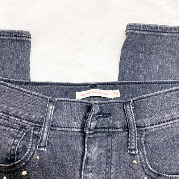 Levi’s Mile High Super Skinny Studded Washed Black size 28 EUC image 3