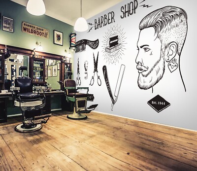 3D Old Comb J2130 Hair Cut Barber Shop Wallpaper Mural Wall Print Murals Erin