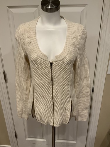 Robin Anthropologie Cream Knit Zip 