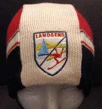 Vtg Unisex Med Lands' End Wool Colorblock Ski Patch Beanie Skull Cap Hat
