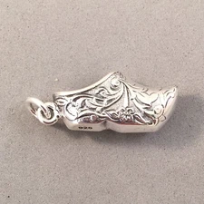 .925 Sterling Silver 3-D DUTCH CLOG CHARM Holland Netherlands Shoe NEW 925 TD09