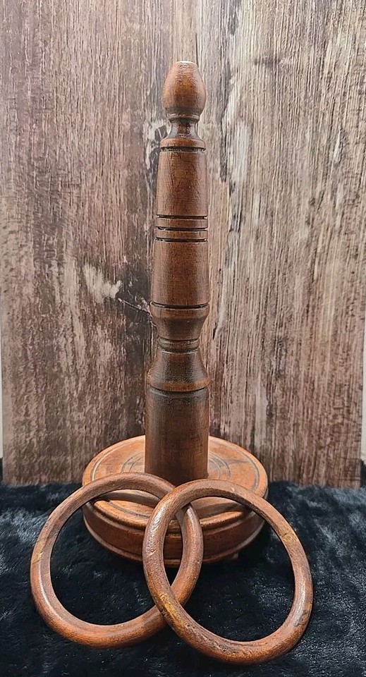 Wooden Ring Toss Game 2 Rings Old School Skill Gift Solid Wood 11" eBay