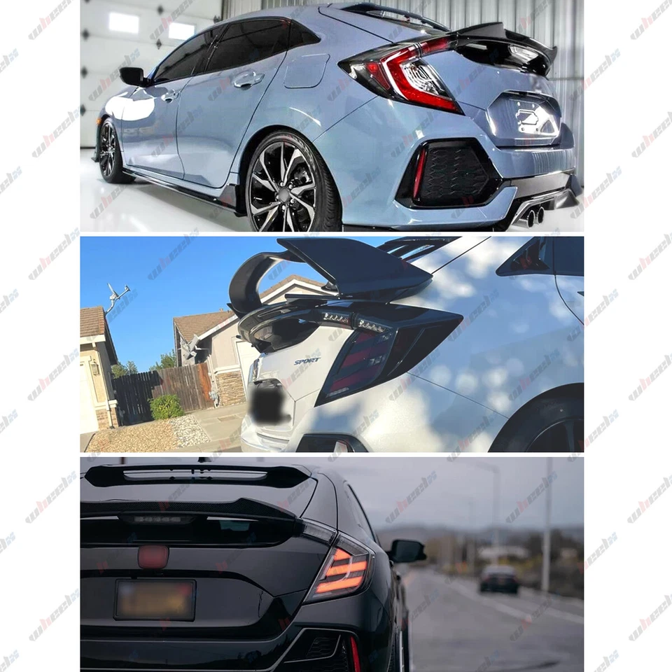 Alerón trasero negro brillante para Honda Civic Hatchback tipo R 2016-2021 Foto 3 de 4