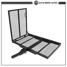 Folding Wheelchair Carrier Rack with Ramp Hitch Mount Steel Cargo Carrier Basket