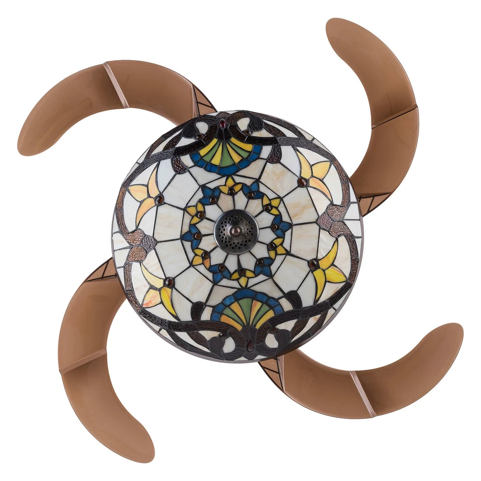 42" Tiffany Ceiling Fan with Light LED Chandelier Remote Retractable Blades USA - Image 3 of 4