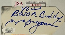Morganna The Kissing Bandit signed 2x4.5 Cut Signature Your Bosom Buddy- JSA