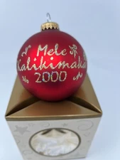 Liberty Mele Kalikimaka Red Glass Ball Ornament 2000 Rare