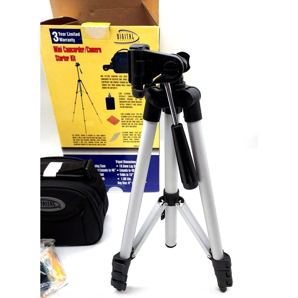 Trípode para videocámara Digital Concepts, estuche y kit de limpieza Foto 3 de 4